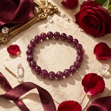 Ruby Faceted Bead Bracelet Natural Gemstone Stretch Unisex July Birthstone picture