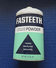 Vintage FASTEETH Denture Adhesive Powder Can Vick Chemical 4¼ Oz picture