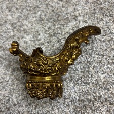 Gorgeous Antique Brass Ornate Cherub Angel Lamp Part Finial Base Cap Filigree picture