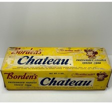 Vintage Bordens Chateau Cheese 2lb Box Elsie the Cow Advertising Cardboard 1960s picture