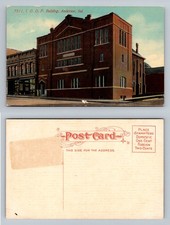 Anderson, IN-Indiana, I.O.O.F. Brick Building Street View Vintage Postcard picture