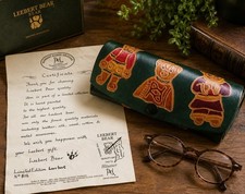 Vintage Limited Edition Hausser Leebert Bear Leather Glasses Case #512  picture