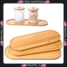 Bamboo Vanity Trays Set of 3, 11x4 Inch, Wooden Serving Trays for Bathroom picture