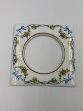 Vtg Limoges France signeD Porcelain Picture Frame square painted flowers  5”x5” picture