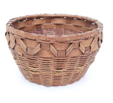 Vintage Penobscot Native American Round Gathering Basket Woven picture