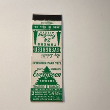 Ray Schalk's Evergreen Towers Evergreen Park IL Vintage Matchbook Cover 5MB126-1 picture