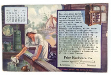 Antique 1911 Advertising Postcard With Calendar Frier Hardware Co Louisiana MO picture