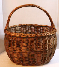 Vintage Braided Wicker Basket Rustic Market Basket with Handle Large picture