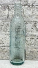 Antique Pureoxia Boston Mass Aqua Glass Paneled Soda Ginger Ale Bottle 1910s picture