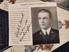 WWII Ace Capt. ROBERT E. CLEMENTS 5Vs VF-11 Sundowners Signed 1940 USNA Photo picture