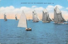 Vintage Schooner Race Mississippi Gulf Coast Postcard Gulfport MS picture