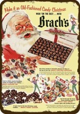 1952 BRACH'S CANDY & SANTA CLAUS Vintage Look DECORATIVE REPLICA METAL SIGN picture