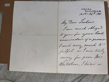 British Landscape Artist Thomas Danby Signed 1881 Antique Letter Mentions Sketch picture