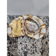 Vintage Salomon Llanos Abalone Shell Onyx Resin Ashtray Trinket Dish MCM MCM CA picture
