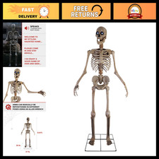 8ft Motion-Activated Towering Skeleton Animatronic Halloween Decoration Prop picture