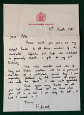 Antique Prince Edward Duke Edinburgh Signed 21st Birthday Letter Buckingham P picture