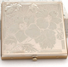 Vintage Dorset Fifth Ave Powder Case Compact Embossed Gold Tone Floral Design picture