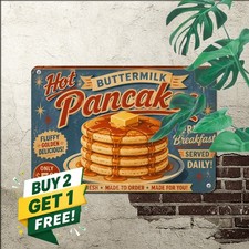 Buttermilk Pancakes Stack Vintage Metal Sign Retro Diner Kitchen Decor 8x12 picture