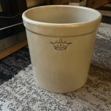 RRP Robinson Ransbottom Roseville Ohio Blue Crown 1 Gallon Stoneware Crock USA picture