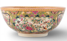 Vintage Style Chinese Rose Medallion Canton Porcelain Bowl Planter picture