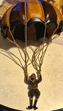 Vintage 1970s Allan Agohob Parachute Pilot Hanging Sculpture Mobile Large 12