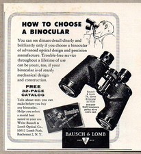 1954 Print Ad Bausch & Lomb Binoculars Made in Rochester,NY picture