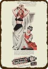1946 BARBASOL Sexy Red-Head Bride Pin-Up Vntg-Look DECORATIVE REPLICA METAL SIGN picture