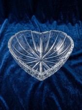 Vintage Clear Glass Heart Shaped Dish Bowl Starburst Sunburst  picture