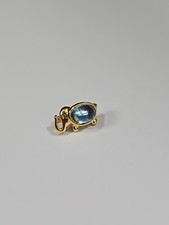 Elephant With Blue Faux Jewel Lapel Pin Very Small Size Gold Color Metal  picture