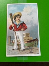E-070 Victorian Trade Card - PEARLINE -James Pyle NY - Sailor Boy with Boat picture