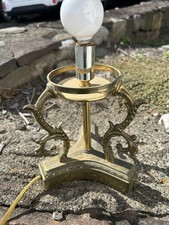 Vintage Solid Brass Rococo Tripod Base Table Lamp picture