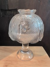 Vtg Clear Floral Indiana Tiara Glass Fairy Candle Lamp Scalloped Cottagecore 6