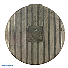 Vintage Art Deco Tre Jur Pressed Powder Compact 1920s Full Skirt Logo  picture