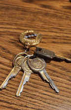 Vintage 1968 Cadillac Gold 4 Keys C/D Set Emblem Keychain Massy Motor NC picture