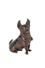 Vintage Small Cast Bronze Chihuahua Dog Sculpture With Collar picture