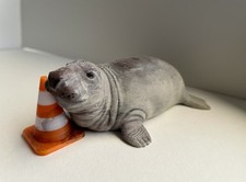 Neil the Seal Desk Toy- 3D Printed and Hand Painted with Traffic Cone picture