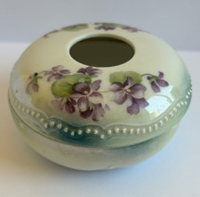 Antique PK Silesia Porcelain Hair Receiver Hand Painted Violets Germany1914-1922 picture
