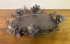 Rustic Metal Pine Cone Branches Needles Stems Tray Candle Holder Cabin Decor picture