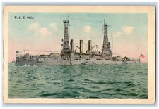 1916 View Of  U.S Navy Ship Newport Ohio OH, Amerian Flag Scene Vintage Postcard picture
