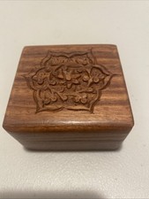 Hand Carved Shesham Wooden Nostalgia Box, 3”, TTV, Very Cute Trinket Box picture