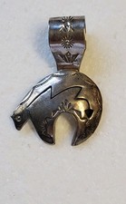 Vintage J C Delgarito tooled Sterling Bear Pendant ~ Native American Navajo picture