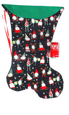 GIANT CHRISTMAS STOCKING CUTE CHRISTMAS GNOMES & SNOW on BLACK PRINT, NEW  USA picture