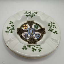 Vintage Shamrock Irish Arklow Pottery White Coat Of Arms Ashtray 5