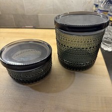 Iittala Finland Kastehelmi Dewdrop Lidded Storage Jars small and large grey gray picture