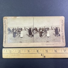 Edinburgh Scotland Beach Scene Stereoview American Stereoscopic Co. 1897 Donkey picture