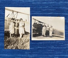 Vintage Snapshot Photo Alexander Aircraft Company & WWI US Army Airplane Pair picture