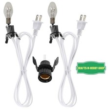 Lot of 2 ~ Clip in Lamp White Cord for Christmas Salt Lamp, Pumpkin E12 bulb picture