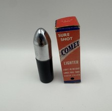 Vintage Sure Shot Bullet Shaped Enameled Black Comet Brand Pocket Lighter in Box picture