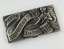 Spirit Of 76 Drum Flag Bicentennial Belt Buckle Patriotic USA Vtg 4th of July picture
