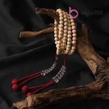 8mm White Sandalwood Rosary Bracelet Amulet Handmade Buddha Bead Hand String picture